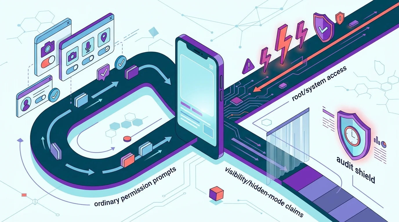 Three Android paths showing no-root permissions, root access, and visibility claims