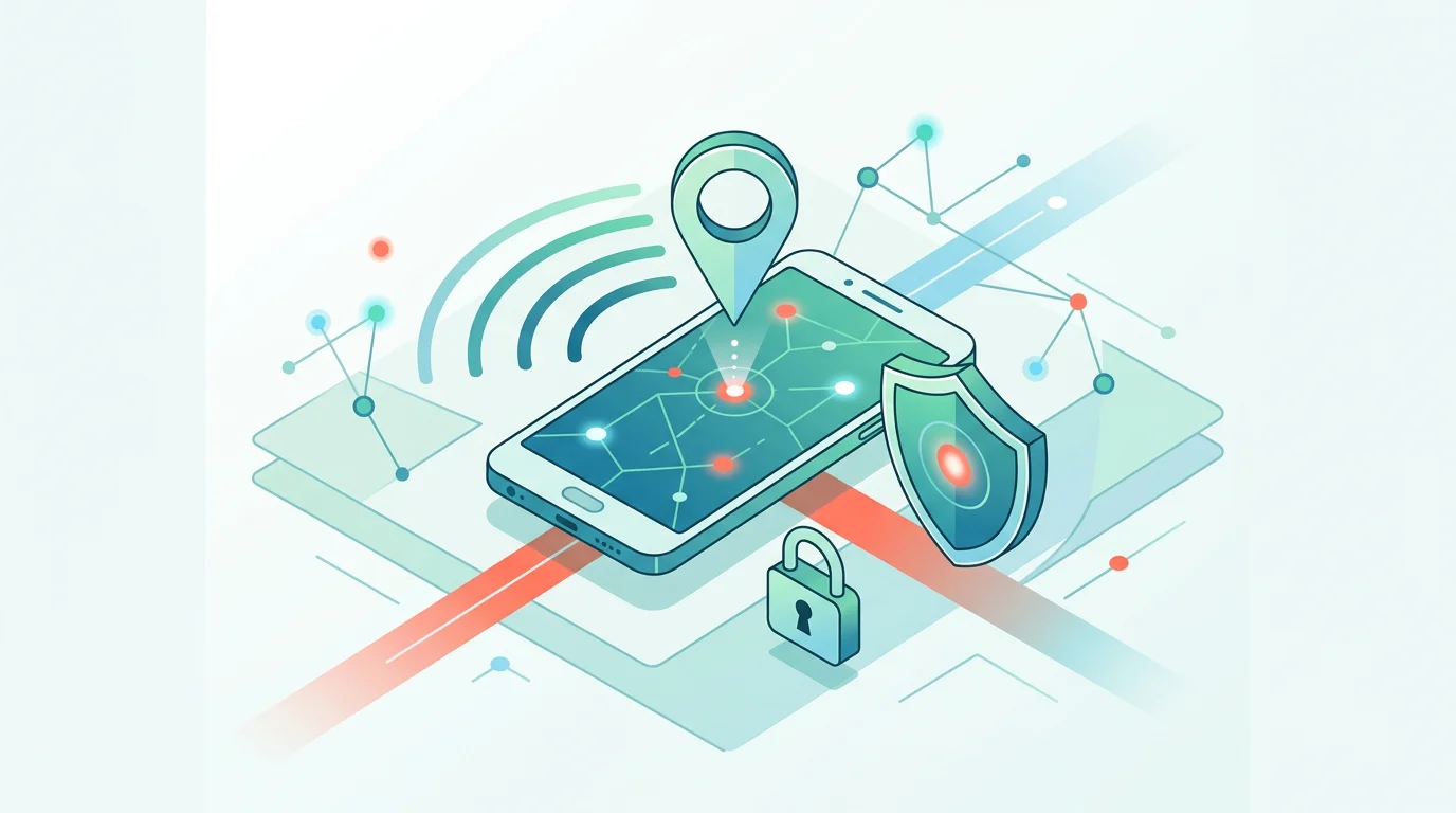 Android lost-phone recovery represented with map and security icons.