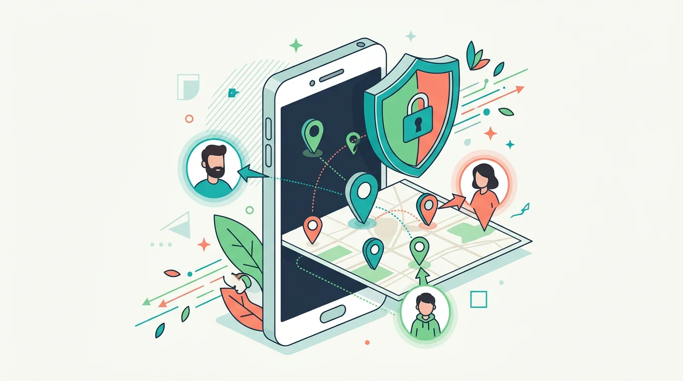 Apple device and family location sharing concept.