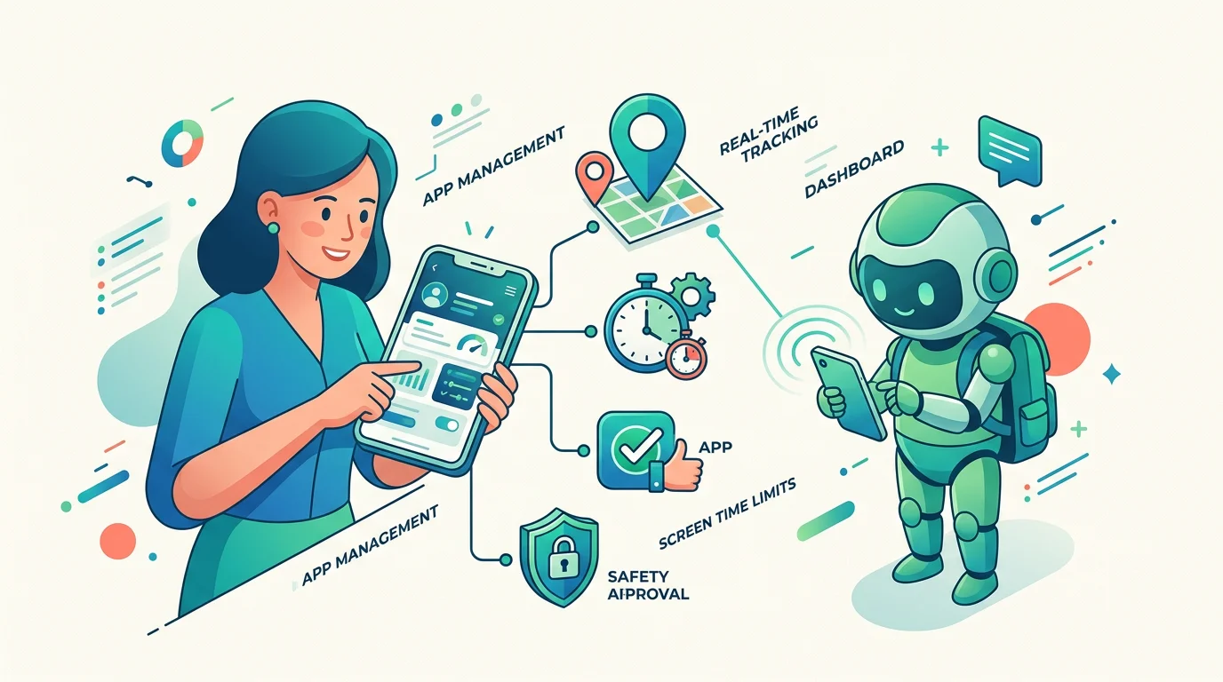 Supervised child Android location and parental-control concept.