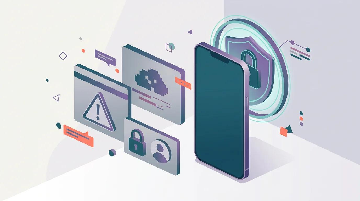 Scam warning cards blocked by a privacy shield.