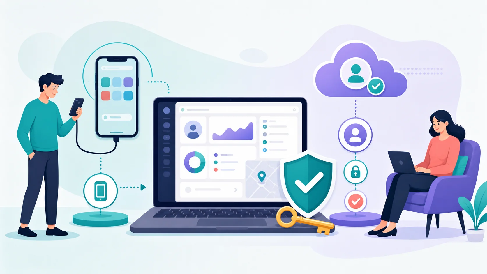 A mainstream phone monitoring dashboard with Android physical access and iCloud verification paths