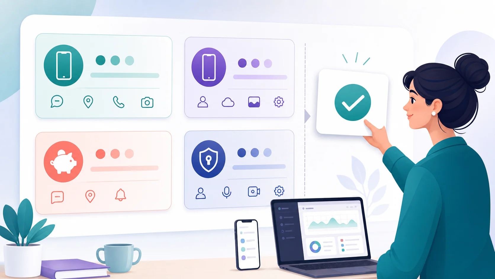 A final recommendation board grouping phone spy apps by Android, iPhone, budget, and high-access use cases