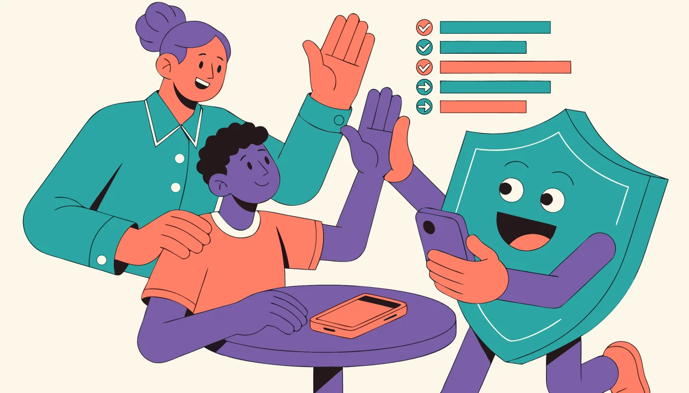 A parent and account owner reviewing Facebook security, consent, and recovery choices together.