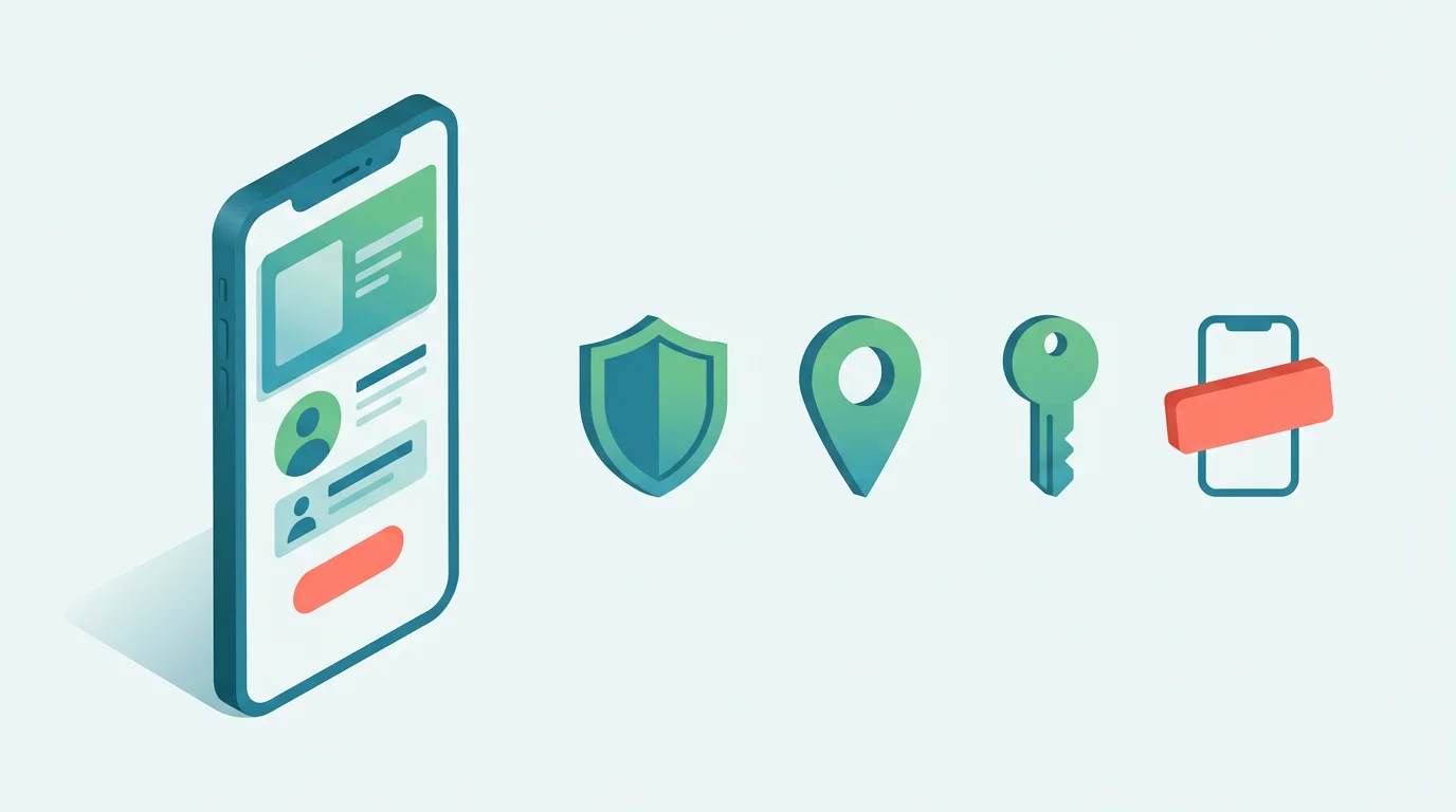 A phone access map showing permissions, account keys, and blocked remote claims.
