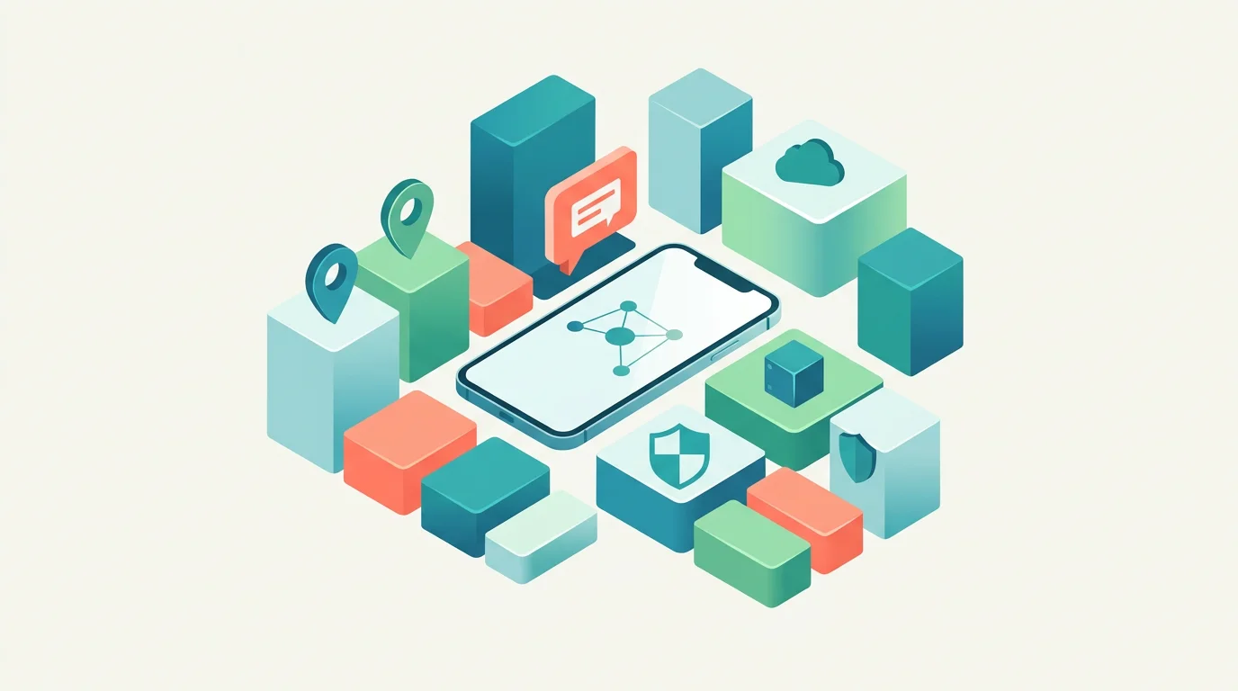 A modular monitoring plan represented by phone, add-on blocks, cloud, and shield icons.