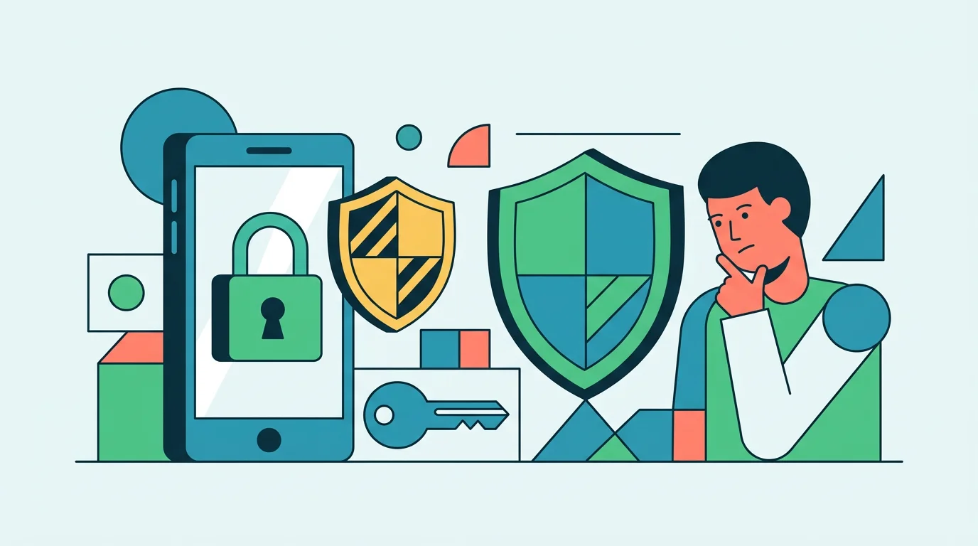A locked phone, key, and shield showing an advanced high-access monitoring category.