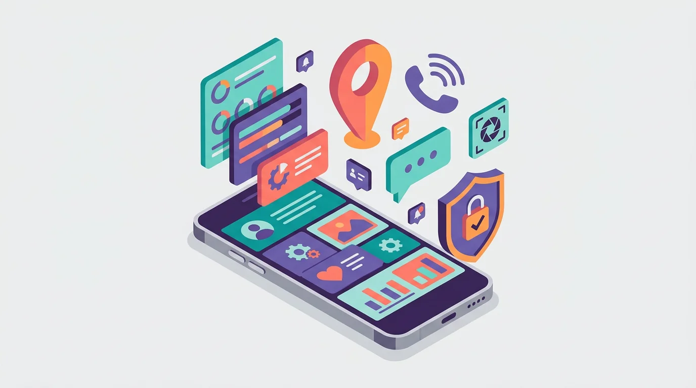 A generic phone showing location and activity monitoring concepts.