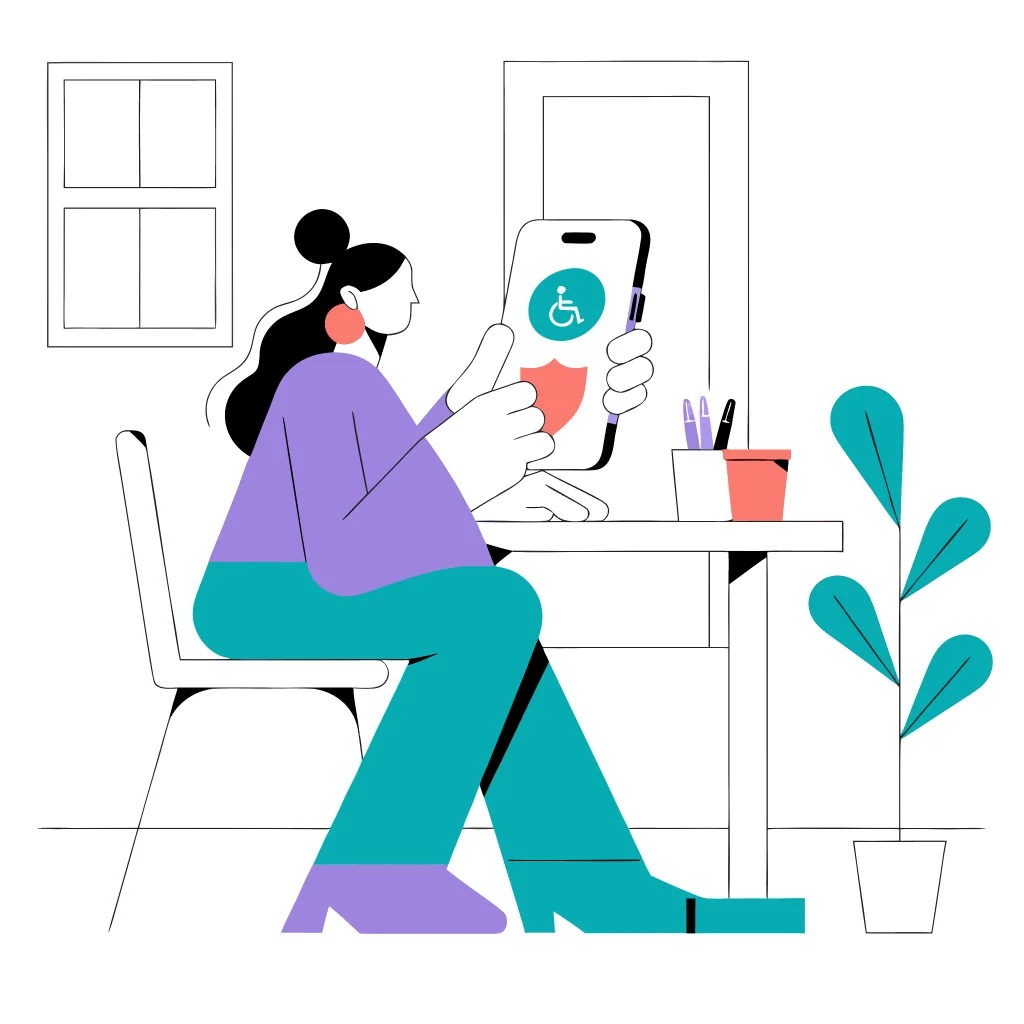A person reviewing a transparent Android accessibility and privacy plan with a trusted helper.