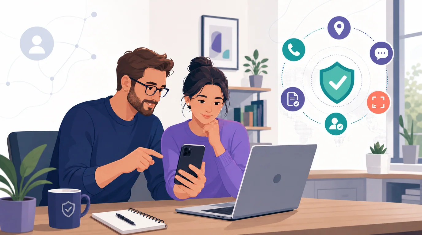 An administrator and device user reviewing authorized monitoring settings together.