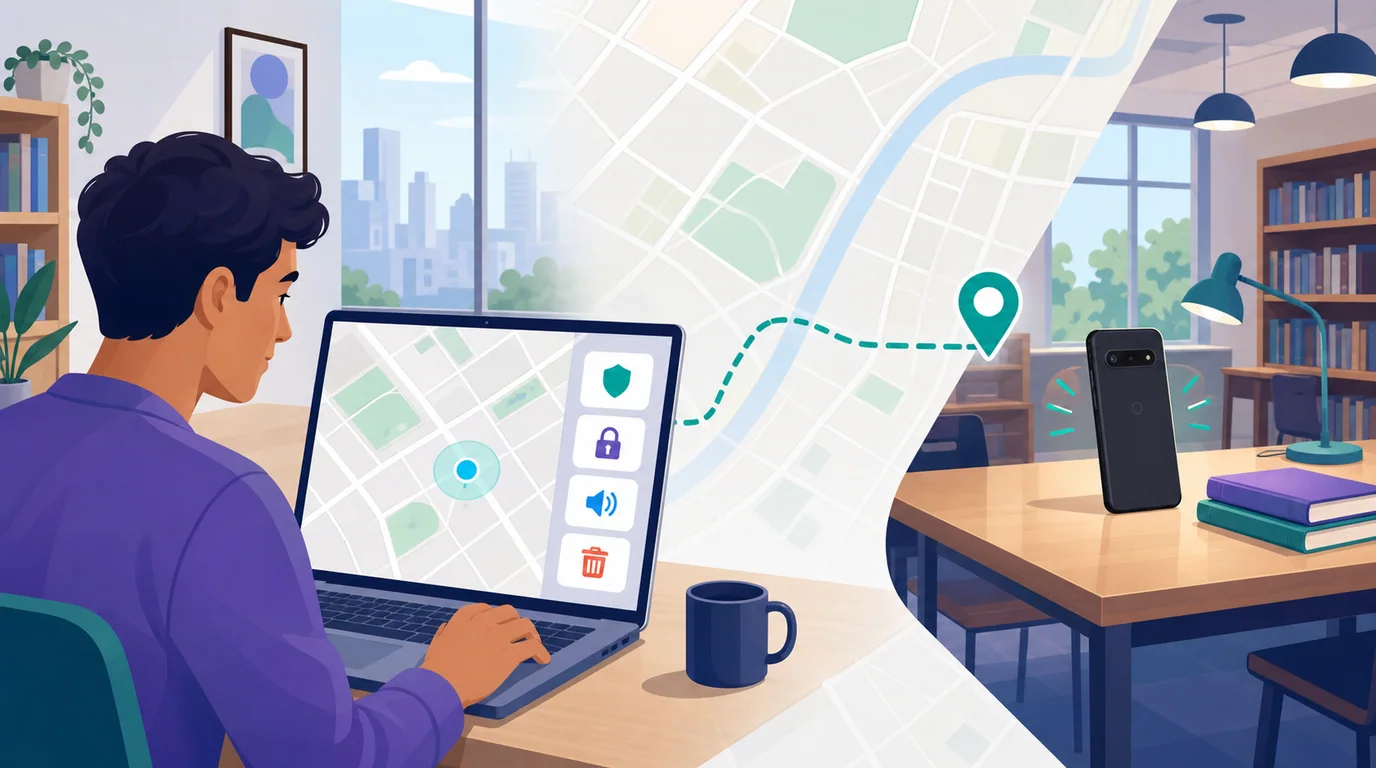 A phone owner locating and securing a missing Android device.
