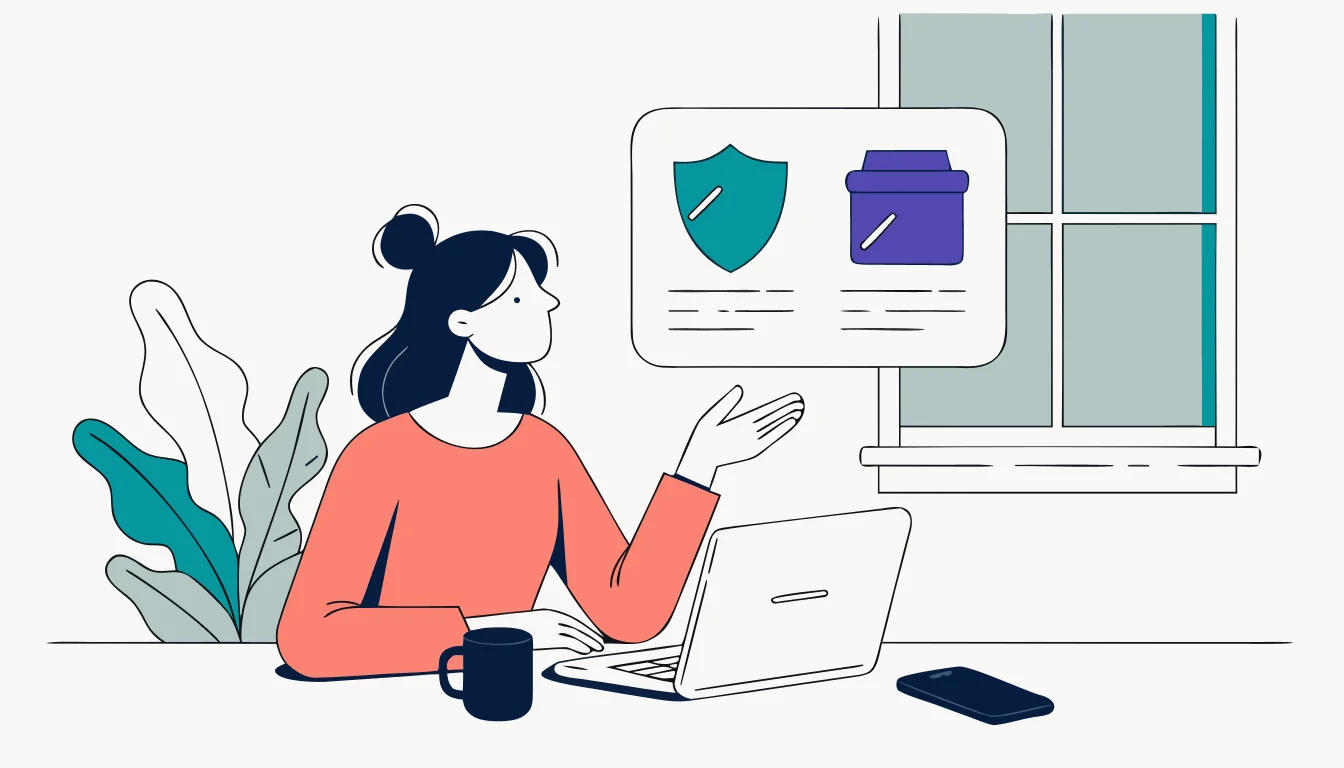 A device owner reviewing data collection, deletion, and privacy controls on a light dashboard.
