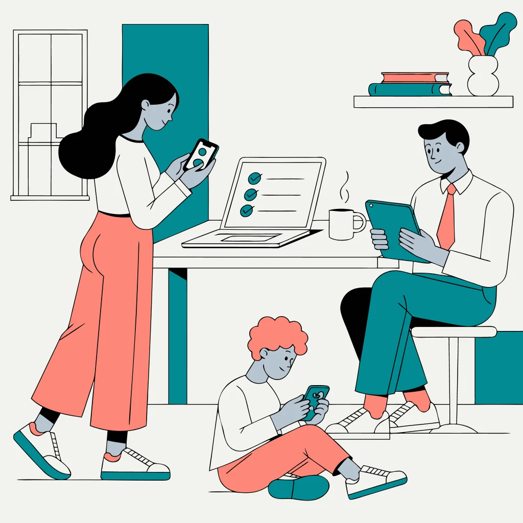 A family preparing separate parent and child Google accounts with a shared, clearly explained supervision agreement.
