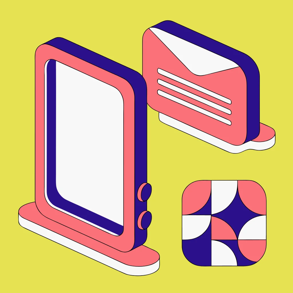 Generic phone, email, and QR card arranged in a safe comparison of mobile phishing channels.