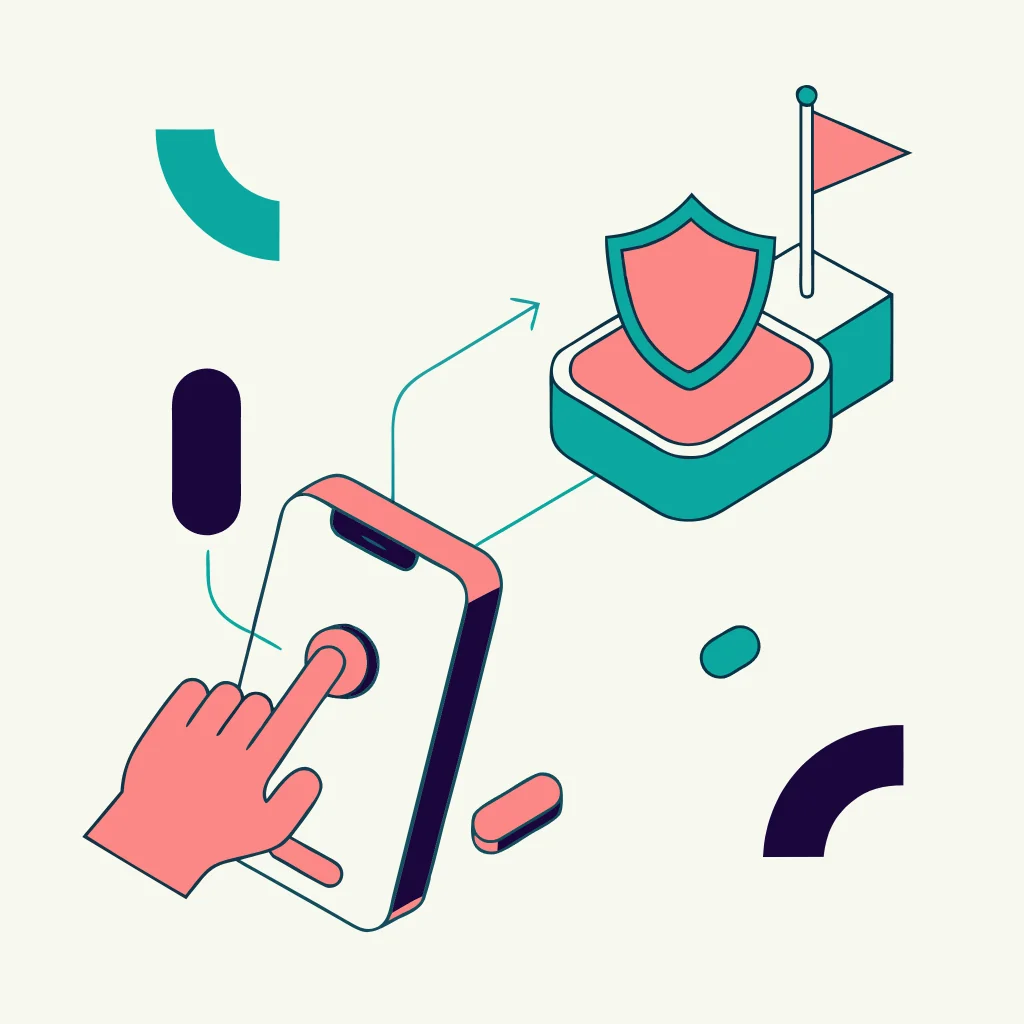 A defensive response path for a mobile phishing incident, from closing the lure to securing the account.