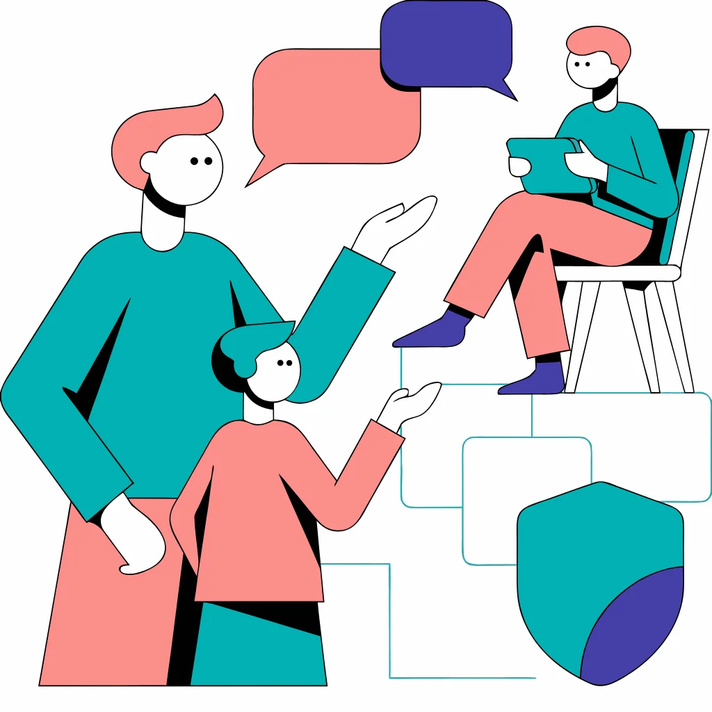 Family discussing a visible device-safety plan
