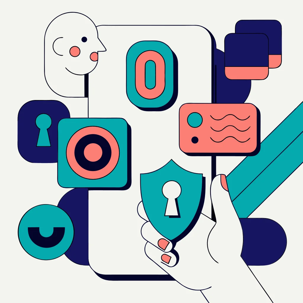 A mobile user reviewing number control, account recovery, and layered authentication on a generic phone.