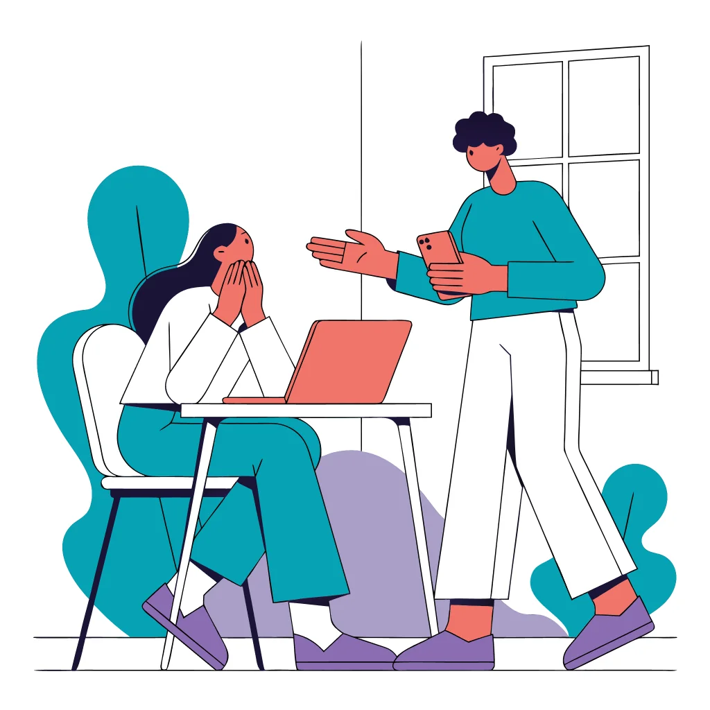 A trusted support worker helping someone plan phone safety, account recovery, and confidential resources.
