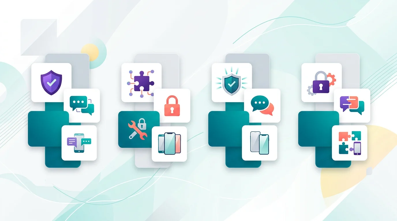 WhatsApp monitoring product shortlist represented by blank cards and privacy icons.