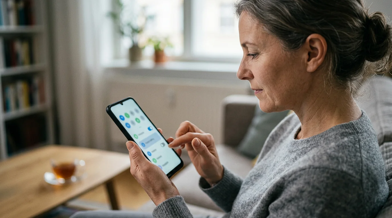 A phone owner reviewing Android app permissions and privacy settings.