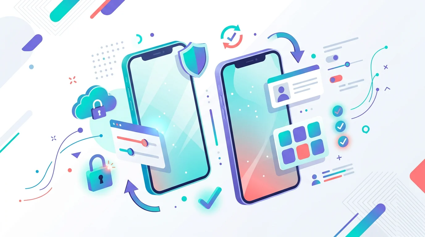 Two generic phones showing Android and iPhone safety-check concepts without real brand UI