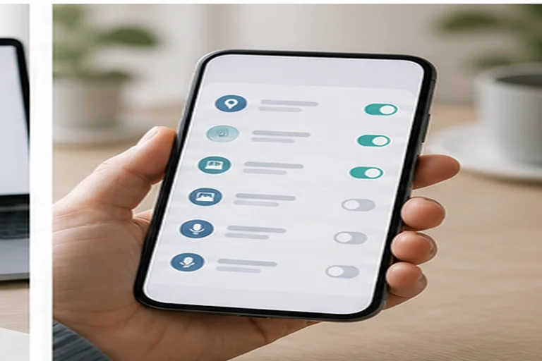 A phone permission settings screen for location and background access.